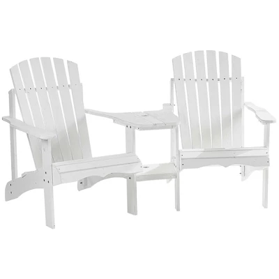 Outsunny Set Of 3 Wooden Adirondack Chairs, Outdoor Double Seat With Center Table And Umbrella Hole For Patio, Backyard, Deck, Fire Pit 10 Outsunny Set Of 3 Wooden Adirondack Chairs, Outdoor Double Seat With Center Table And Umbrella Hole For Patio, Backyard, Deck, Fire Pit - Image 10