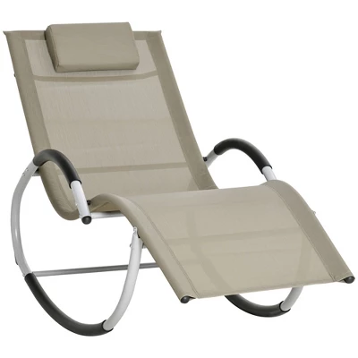 Outsunny Rocking Chair, Zero Gravity Patio Chaise Garden Sun Lounger, Outdoor Reclining Rocker Lounge Chair With Detachable Pillow For Lawn, Patio Or Pool 6 Outsunny Rocking Chair, Zero Gravity Patio Chaise Garden Sun Lounger, Outdoor Reclining Rocker Lounge Chair With Detachable Pillow For Lawn, Patio Or Pool - Image 6