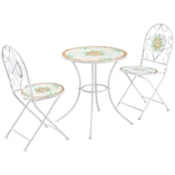 Outsunny 3 Piece Patio Bistro Set, Metal Folding Chairs, Foldable Outdoor Dining Table, Stone Flower Mosaic Spring Flower Pattern, White 7 Outsunny 3 Piece Patio Bistro Set, Metal Folding Chairs, Foldable Outdoor Dining Table, Stone Flower Mosaic Spring Flower Pattern, White -OUTSUNNY Sales Store GUEST a8ef4ab1 aee4 4e4b 9234 fa0b2d0d267d
