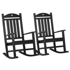 Outsunny 2 Pc Outdoor Rocking Chair, Traditional Slatted Porch Rocker With Armrests, Waterproof HDPE, Black 7 Outsunny 2 Pc Outdoor Rocking Chair, Traditional Slatted Porch Rocker With Armrests, Waterproof HDPE, Black -OUTSUNNY Sales Store GUEST aa64e5bf 5665 40e7 9e47 7e65f94df0aa