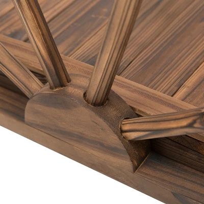 Outsunny 3.3ft Wooden Garden Bridge Arc Footbridge With Half-Wheel Style Railings & Solid Fir Construction, Stained Wood 4 Outsunny 3.3ft Wooden Garden Bridge Arc Footbridge With Half-Wheel Style Railings & Solid Fir Construction, Stained Wood - Image 4