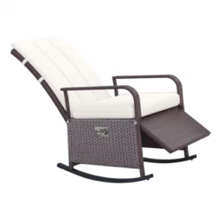 Outsunny Outdoor Rattan Wicker Rocking Chair Patio Recliner With Soft Cushion, Adjustable Footrest, Max. 135 Degree Backrest -OUTSUNNY Sales Store GUEST ac338495 53ac 4037 96a2 0b1b417ffe94