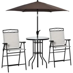 Outsunny 4 Piece Patio Bar Set For 2 With 6' Adjustable Tilt Umbrella, Outdoor Bistro Set With Folding Chairs & Glass Round Dining Table 14 Outsunny 4 Piece Patio Bar Set For 2 With 6' Adjustable Tilt Umbrella, Outdoor Bistro Set With Folding Chairs & Glass Round Dining Table -OUTSUNNY Sales Store GUEST ac9e87e1 c030 4643 bfe9 e46beebab279