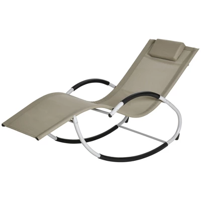 Outsunny Rocking Chair, Zero Gravity Patio Chaise Garden Sun Lounger, Outdoor Reclining Rocker Lounge Chair With Detachable Pillow For Lawn, Patio Or Pool 3 Outsunny Rocking Chair, Zero Gravity Patio Chaise Garden Sun Lounger, Outdoor Reclining Rocker Lounge Chair With Detachable Pillow For Lawn, Patio Or Pool - Image 3
