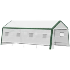 Outsunny 19.7' X 9.8' X 7.9' Outdoor Walk-in Greenhouse, Hot House With Mesh Windows, Bottom Vent, Zippered Door, PE Cover, Steel Frame, White -OUTSUNNY Sales Store GUEST add47eb0 ef96 4c01 a26e be06c719fac4