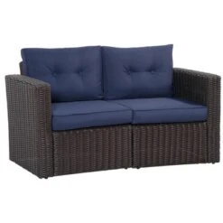 Outsunny 2 Piece Patio Wicker Corner Sofa Set, Outdoor PE Rattan Furniture, With Curved Armrests And Padded Cushions For Balcony, Garden, Or Lawn, Lawn -OUTSUNNY Sales Store GUEST aec5a3eb 031d 4c3f 8210 4975628590c4