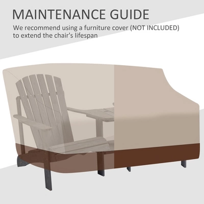 Outsunny Set Of 3 Wooden Adirondack Chairs, Outdoor Double Seat With Center Table And Umbrella Hole For Patio, Backyard, Deck, Fire Pit 5 Outsunny Set Of 3 Wooden Adirondack Chairs, Outdoor Double Seat With Center Table And Umbrella Hole For Patio, Backyard, Deck, Fire Pit - Image 5