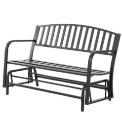 Outsunny Patio Glider Bench Outdoor Swing Rocking Chair Loveseat With Power Coated Sturdy Steel Frame, Black -OUTSUNNY Sales Store GUEST b131eb21 95de 4d2a 9554 ba27727bc9aa
