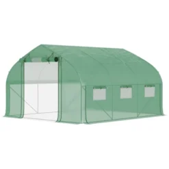 Outsunny Walk-in Tunnel Greenhouse With Zippered Mesh Doors & Roll-up Sidewalls, Upgraded Hot House, Green, 11.5' X 10' X 6.5' -OUTSUNNY Sales Store GUEST b24fc6c9 fe4f 4f45 911d a2f3d3b2efee