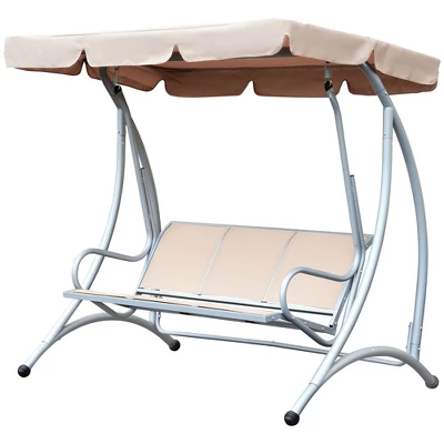 Outsunny 3 Person Patio Swing Seats, Porch Swing With Stand And Adjustable Canopy Outdoor Swing Chair Bench For Garden, Poolside 3 Outsunny 3 Person Patio Swing Seats, Porch Swing With Stand And Adjustable Canopy Outdoor Swing Chair Bench For Garden, Poolside - Image 3