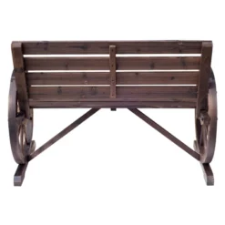 Outsunny Wooden Wagon Wheel Bench Rustic Outdoor Patio Furniture, 2-Person Seat Bench With Backrest -OUTSUNNY Sales Store GUEST b2a3a939 9d33 44f4 9d09 da694bfe5ee7