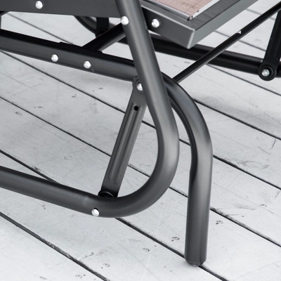 Outsunny 2 Piece Outdoor Glider Chair Set, Swing Chair With Breathable Mesh Fabric, Curved Armrests For Porch, Garden, Poolside, Balcony, Brown 5 Outsunny 2 Piece Outdoor Glider Chair Set, Swing Chair With Breathable Mesh Fabric, Curved Armrests For Porch, Garden, Poolside, Balcony, Brown - Image 5