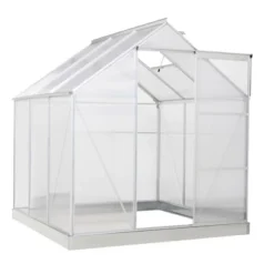 Outsunny Polycarbonate Greenhouse With Aluminum Frame, Walk-in Garden Greenhouse Kit With Adjustable Roof Vent, Rain Gutter And Sliding Door For Winter, Silver -OUTSUNNY Sales Store GUEST b40be38b f511 45c5 b9a3 2b28ecd40763