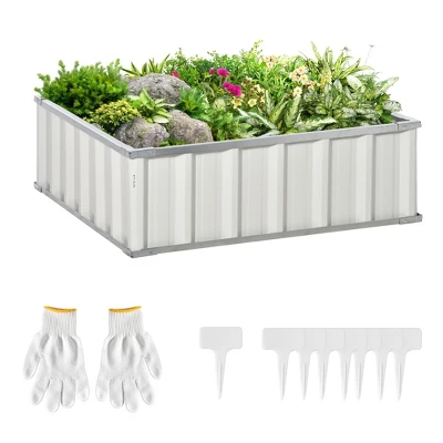 Outsunny 3x3ft Galvanized Raised Garden Bed, Steel Planter For Outdoor Plants, No Bottom W/ A Pairs Of Glove For Backyard, Patio To Grow Vegetables, Herbs, And Flowers 6 Outsunny 3x3ft Galvanized Raised Garden Bed, Steel Planter For Outdoor Plants, No Bottom W/ A Pairs Of Glove For Backyard, Patio To Grow Vegetables, Herbs, And Flowers - Image 6