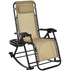 Outsunny Zero Gravity Reclining Rocking Chair, Lounge Rocker, Folding, Pillow, Side Tray, Cup And Phone Holder -OUTSUNNY Sales Store GUEST b4cb73f6 42d2 4eda 907f ae4818567445