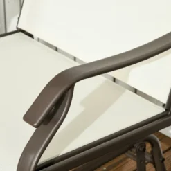 Outsunny 3 Piece Outdoor Glider Chair With Coffee Table Bistro Set, 2 Patio Rocking Chairs With Breathable Sling Fabric, Glass Tabletop, Cream White -OUTSUNNY Sales Store GUEST b4ff8aa9 cc64 4c98 a9dc 9fb18036f500