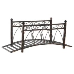 Outsunny 3.3' Metal Arch Zen Garden Bridge With Safety Siderails, Decorative Footbridge, Delicate Scrollwork & Corner Spheres For Stream, Black -OUTSUNNY Sales Store GUEST b5c17776 a9a1 4ae0 85fe 9392050afc81