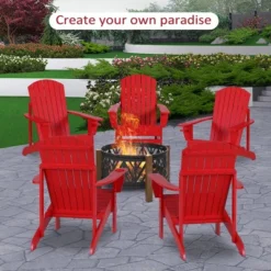 Outsunny 2 Piece Oversized Adirondack Chair Set, Outdoor Fire Pit And Porch Seating, Classic Log Lounge W/ Built-in Cupholder For Patio, Backyard, Red -OUTSUNNY Sales Store GUEST b6c72db9 4305 4a14 9b7f 769b64ac2e45