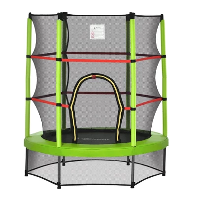Outsunny Φ5FT Kids Trampoline With Enclosure Net Steel Frame Indoor Outdoor Round Bouncer Rebounder Age 3 To 6 Years Old 8 Outsunny Φ5FT Kids Trampoline With Enclosure Net Steel Frame Indoor Outdoor Round Bouncer Rebounder Age 3 To 6 Years Old - Image 8