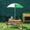 Outsunny Kids Sand & Water Activity Table, Picnic Table Set Wooden Bench With Sandbox Removable & Height Adjustable Umbrella For Outdoor Garden Patio