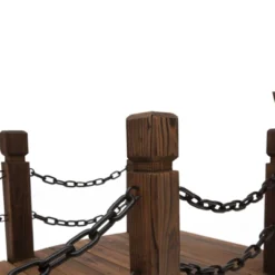 Outsunny 5 Ft Wooden Garden Bridge Arc Footbridge With Metal Chain Railings & Solid Fir Construction, Stained Wood -OUTSUNNY Sales Store GUEST bbf68fbc eef0 4414 b1f4 2bdc4ae5a107