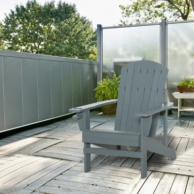 Outsunny Oversized Adirondack Chair, Outdoor Fire Pit And Porch Seating, Classic Log Lounge W/ Built-in Cupholder For Patio, Garden, Lawn, Dark Gray 1 Outsunny Oversized Adirondack Chair, Outdoor Fire Pit And Porch Seating, Classic Log Lounge W/ Built-in Cupholder For Patio, Garden, Lawn, Dark Gray