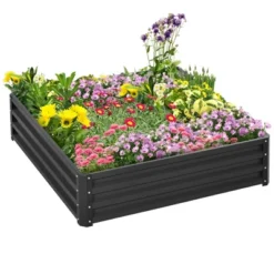 Outsunny 4' X 4' X 1' Galvanized Raised Garden Bed, Planter Raised Bed With Steel Frame For Vegetables, Flowers, Plants And Herbs -OUTSUNNY Sales Store GUEST bda9add1 ad3a 49c9 a8cb 6bbd10f6ca42