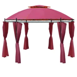 Outsunny 11.5' Steel Outdoor Patio Gazebo Canopy With Double Roof Romantic Round Design & Included Side Curtains -OUTSUNNY Sales Store GUEST bf1e7bf6 2aca 4170 92f0 5b2f8d8cdcc6