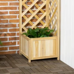 Outsunny Rustic Corner Planter With Trellis, Wooden Raised Garden Boxes Flower Bed For Backyard, Patio, Deck, Corner Use -OUTSUNNY Sales Store GUEST bf7d3ab3 3661 4f13 8018 2eeb81c0f157