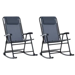 Outsunny Set Of 2 Rocking Chairs Patio Lawn Chair Beach Reclining Folding Chairs With Pillow, Outdoor Portable Recliner For Camping Fishing Beach -OUTSUNNY Sales Store GUEST bfeb5187 d70d 43a5 80d9 e2e6161cca1b