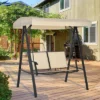Outsunny 2-Person Patio Swings With Canopy, Outdoor Canopy Swing With Adjustable Shade, Breathable Mesh Seats And Steel Frame For Garden, Poolside, Backyard