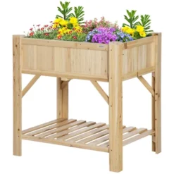 Outsunny Raised Garden Bed, Wood 6 Grid, 31" X 23" With Storage Shelf, Water Draining, Planter Box For Vegetables, Flowers, Herbs, Patio -OUTSUNNY Sales Store GUEST c4362631 fa40 4e02 a98d 280e3f1b3e61