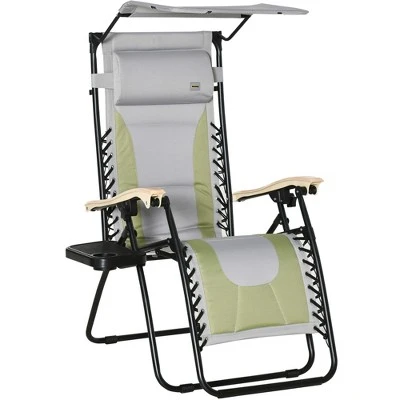 Outsunny Zero Gravity Folding Reclining Chair, Outdoor Steel Lounger Chair With Padded Fabric, Cup Holder, Shade Cover, And Headrest For Poolside, Events, And Camping 8 Outsunny Zero Gravity Folding Reclining Chair, Outdoor Steel Lounger Chair With Padded Fabric, Cup Holder, Shade Cover, And Headrest For Poolside, Events, And Camping - Image 8