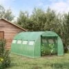 Outsunny Walk-in Tunnel Greenhouse With 2 Zippered Mesh Doors Upgraded Hot House, Green, 13' X 10' X 6.5'