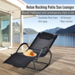 Outsunny Rocking Chair, Zero Gravity Patio Chaise Sun Lounger, Outdoor Rocker, Glider Lounge Chair, UV Water Resistant With Pillow, For Lawn, Garden Or Pool -OUTSUNNY Sales Store GUEST c67aa772 6a0e 4414 98f6 046e9bb4f55d