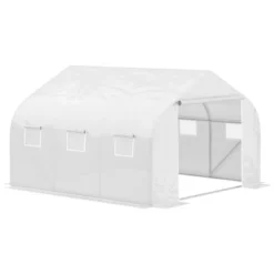 Outsunny 11.5' X 9.8' X 6.5' Outdoor Walk-In Tunnel Greenhouse Hot House With Roll-up Windows, Zippered Door, PE Cover, White -OUTSUNNY Sales Store GUEST ca9f4144 5014 46bf 90c2 34330dd6ce3e