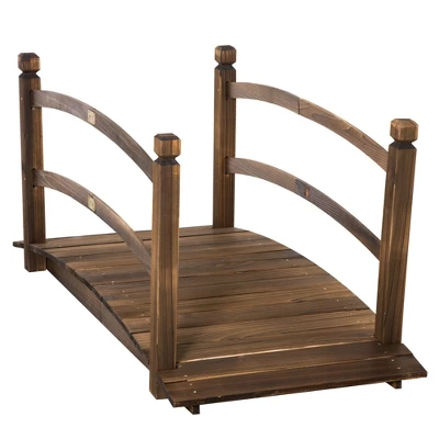 Outsunny 4.7' Garden Bridge, Arc Wood Footbridge, Decorative Pond Bridge With Side Rails 3 Outsunny 4.7' Garden Bridge, Arc Wood Footbridge, Decorative Pond Bridge With Side Rails - Image 3