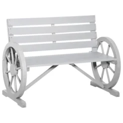 Outsunny Wooden Wagon Wheel Bench Rustic Outdoor Patio Furniture, 2-Person Seat Bench With Backrest -OUTSUNNY Sales Store GUEST ce4dced3 40b8 4658 b1f9 c1bf82e64605