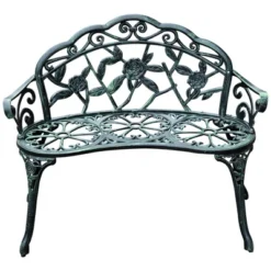 Outsunny Garden Bench Loveseat With Floral Rose Style, Cast Aluminum Frame For Outdoor, Patio, Park, Deck, Antique Green -OUTSUNNY Sales Store GUEST cea0802d cb39 4941 a33f 2d42dc7d7f7b