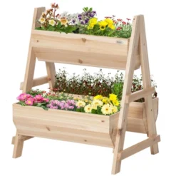 Outsunny Raised Garden Bed, 2 Tier Raised Planter Box With Stand, Nonwoven Fabric For Vegetables, Herbs, Flowers, 27" X 23" X 32", Natural 7 Outsunny Raised Garden Bed, 2 Tier Raised Planter Box With Stand, Nonwoven Fabric For Vegetables, Herbs, Flowers, 27" X 23" X 32", Natural -OUTSUNNY Sales Store GUEST cff7c753 0cd2 4a80 afb1 a9fab9110c9a