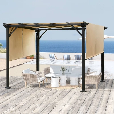 Outsunny Outdoor Retractable Pergola Canopy With Sun Shade Unique Design Canopy Patio Metal Shelter For Garden Porch Beach 2 Outsunny Outdoor Retractable Pergola Canopy With Sun Shade Unique Design Canopy Patio Metal Shelter For Garden Porch Beach - Image 2
