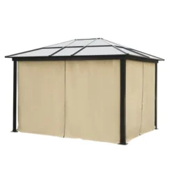 Outsunny 10x12 Polycarbonate Hardtop Gazebo, Gazebo Canopy With Aluminum Frame, Curtains And Netting For Garden, Patio, Backyard, Beige -OUTSUNNY Sales Store GUEST d0957a34 9140 4fe6 bcb9 619601e19cdc