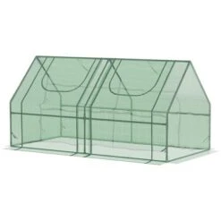 Outsunny 6' X 3' X 3' Portable Greenhouse, Garden Hot House With Two PE/PVC Covers, Steel Frame And 2 Roll Up Windows, Green -OUTSUNNY Sales Store GUEST d2c9de90 494f 4fcd 9262 931773cfffc2