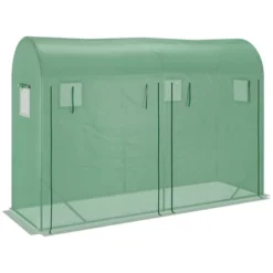 Outsunny 10' X 3' X 7' Tunnel Greenhouse Outdoor Walk-In Hot House With Roll-up Windows And Zippered Door, Steel Frame, PE Cover, Green -OUTSUNNY Sales Store GUEST d35a0430 ee45 40a7 b64d 23338ce99e92