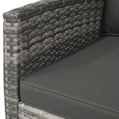 Outsunny 3 Pcs Rattan Wicker Bistro Set With Soft Cushions, Outdoor Conversation Coffee Sets With Glass Table Top And Open Storage Shelf For Patio, Backyard, Garden 4 Outsunny 3 Pcs Rattan Wicker Bistro Set With Soft Cushions, Outdoor Conversation Coffee Sets With Glass Table Top And Open Storage Shelf For Patio, Backyard, Garden - Image 4