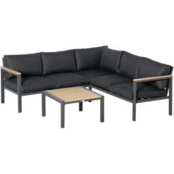 Outsunny 4 Piece Patio Furniture Set, Outdoor L-Shaped Sectional Sofa With 2 Loveseats, 1 Couch Corner, Dining Table, Cushions, Gray -OUTSUNNY Sales Store GUEST d4174932 af34 445c 8ea3 aae166182131