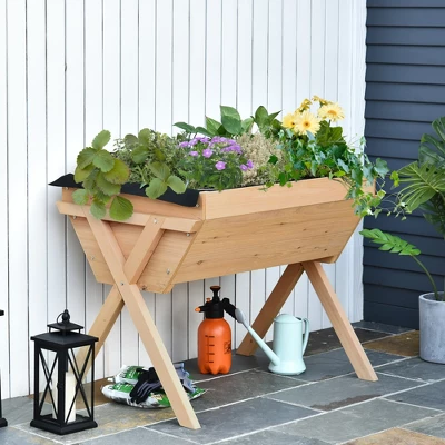 Outsunny 39'' X 28'' Raised Garden Bed With Legs, Elevated Wooden Planter Box With Bed Liner For Vegetables Flowers Herbs Backyard Patio Balcony 1 Outsunny 39'' X 28'' Raised Garden Bed With Legs, Elevated Wooden Planter Box With Bed Liner For Vegetables Flowers Herbs Backyard Patio Balcony