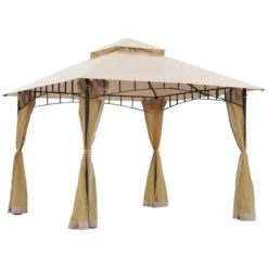 Outsunny 10'x10' Outdoor Patio Gazebo Canopy Metal Canopy Tent With 2-Tier Roof And Mesh Netting For Backyard -OUTSUNNY Sales Store GUEST d522ab14 c872 4bb9 b227 010d000dde1b