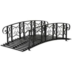 Outsunny 6' Metal Arch Backyard Garden Bridge With 660 Lbs. Weight Capacity, Safety Siderails, Vine Motifs For Backyard Creek, Stream, Pond, Black -OUTSUNNY Sales Store GUEST d54e80a4 28ec 4a3a 9557 99efafc0288d