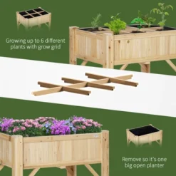 Outsunny Raised Garden Bed, Wood 6 Grid, 31" X 23" With Storage Shelf, Water Draining, Planter Box For Vegetables, Flowers, Herbs, Patio -OUTSUNNY Sales Store GUEST d576182f f95d 424f a376 87002fbb8e47